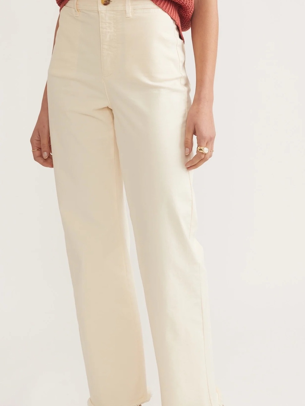 Marine Layer Bridget High-Rise Wide Leg Cream Pants